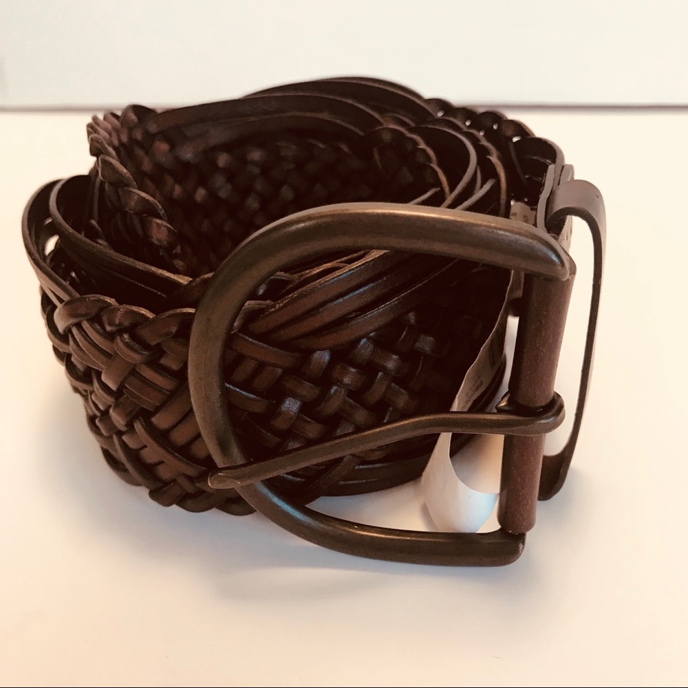 NEW Men’s XL Brown Bonded Leather Woven Belt